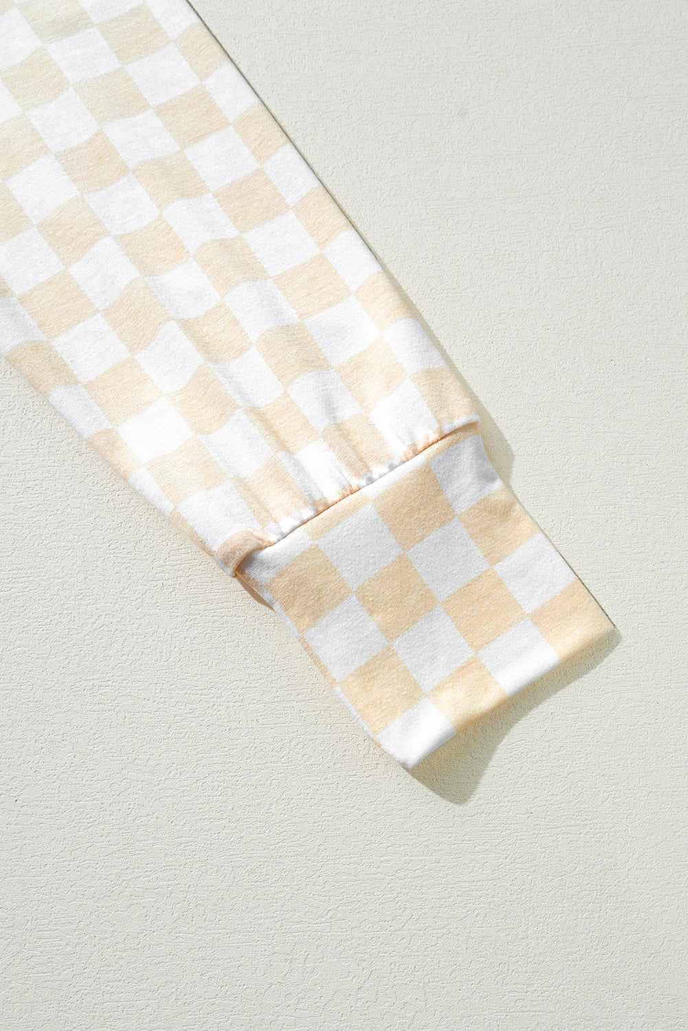 Beige Checkered Print Long Sleeve Loose Fit Pajama Set e9611aba1d390fd7