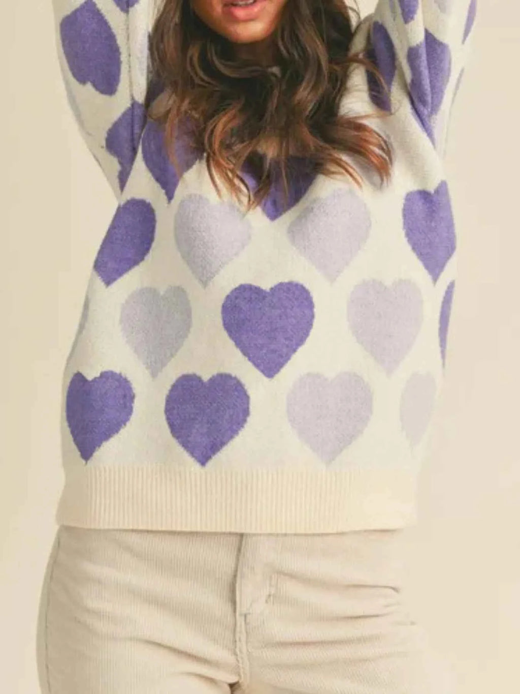 Heart Ribbed Hem Long Sleeve Sweater e981685b-eb68-4106-bb1a-2467e2123ae4-Max-Origin