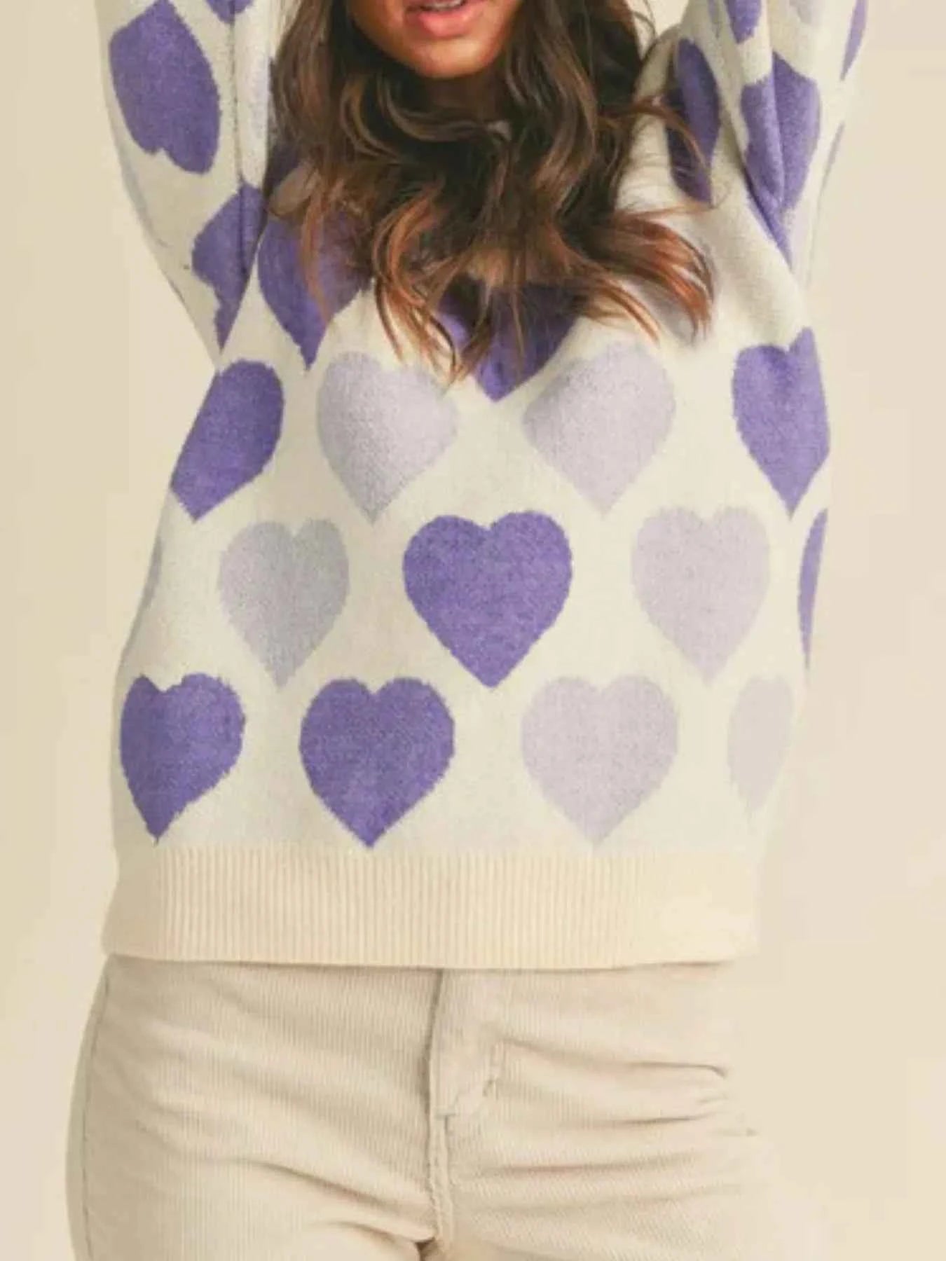 Heart Ribbed Hem Long Sleeve Sweater e981685b-eb68-4106-bb1a-2467e2123ae4-Max-Origin