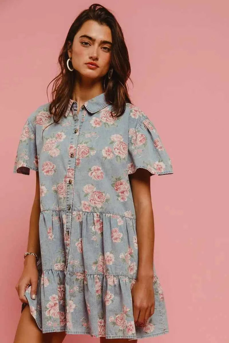 BiBi Floral Print Washed Lightweight Tiered Shirt Dress e9cf289e150b4ef8a5a95870f8f7a12d-Max-Origin
