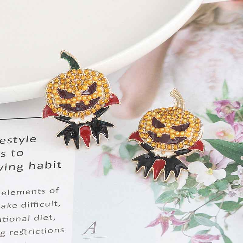 Demon Pumpkin Rhinestone Alloy Earrings e9cfd35e0f364db180f3f9b3863bf0c3-Max