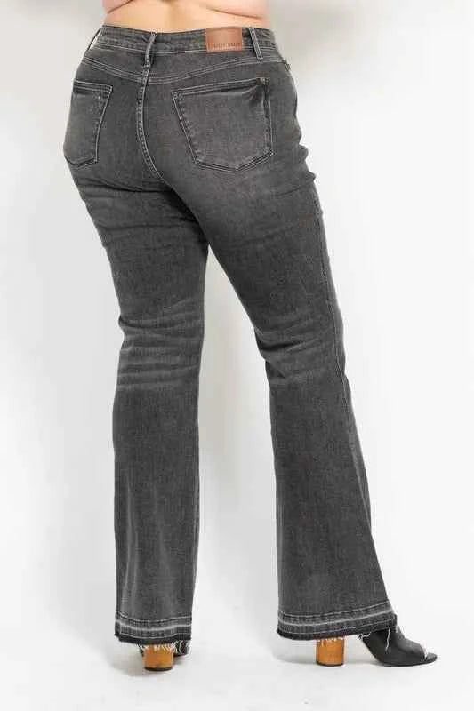Judy Blue Full Size Mid Rise Tummy Control Washed Gray Release Hem Flare Jeans Plus Size e9d16b6c-97eb-4cd9-9ca0-e70487fbd9ec-Max-Origin