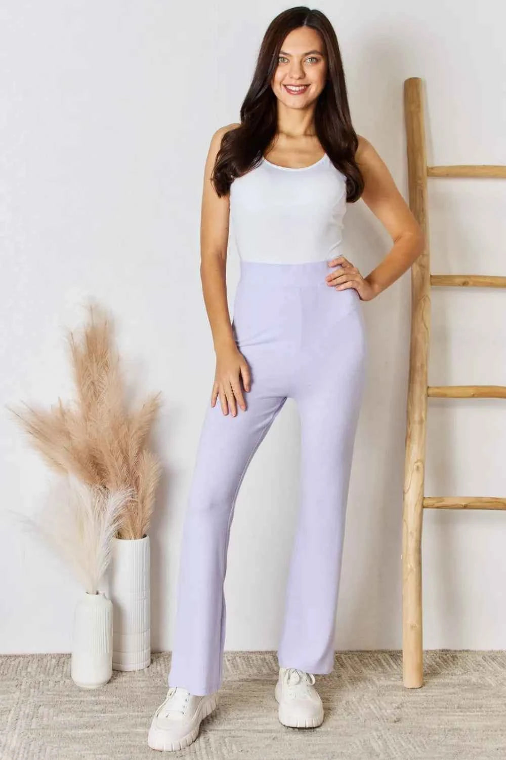 RISEN Full Size High Waist Ultra Soft Knit Flare Pants ea068cbc-b2ed-4086-a30d-6d7b6df7c2e5-Max
