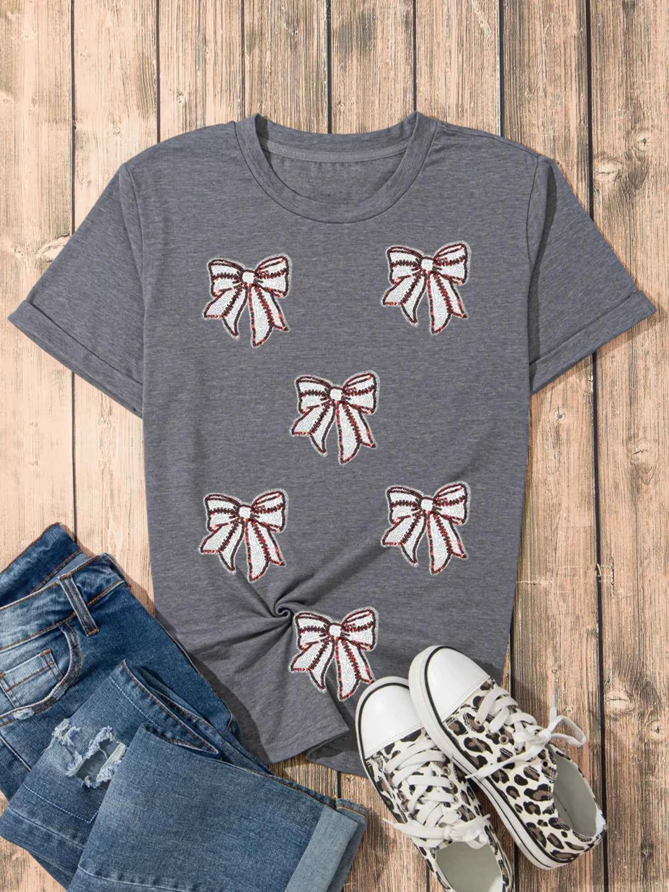 Sequin Bow Short Sleeve Tee ea0b874ec5104ac3946184ac22578836-Max-Origin