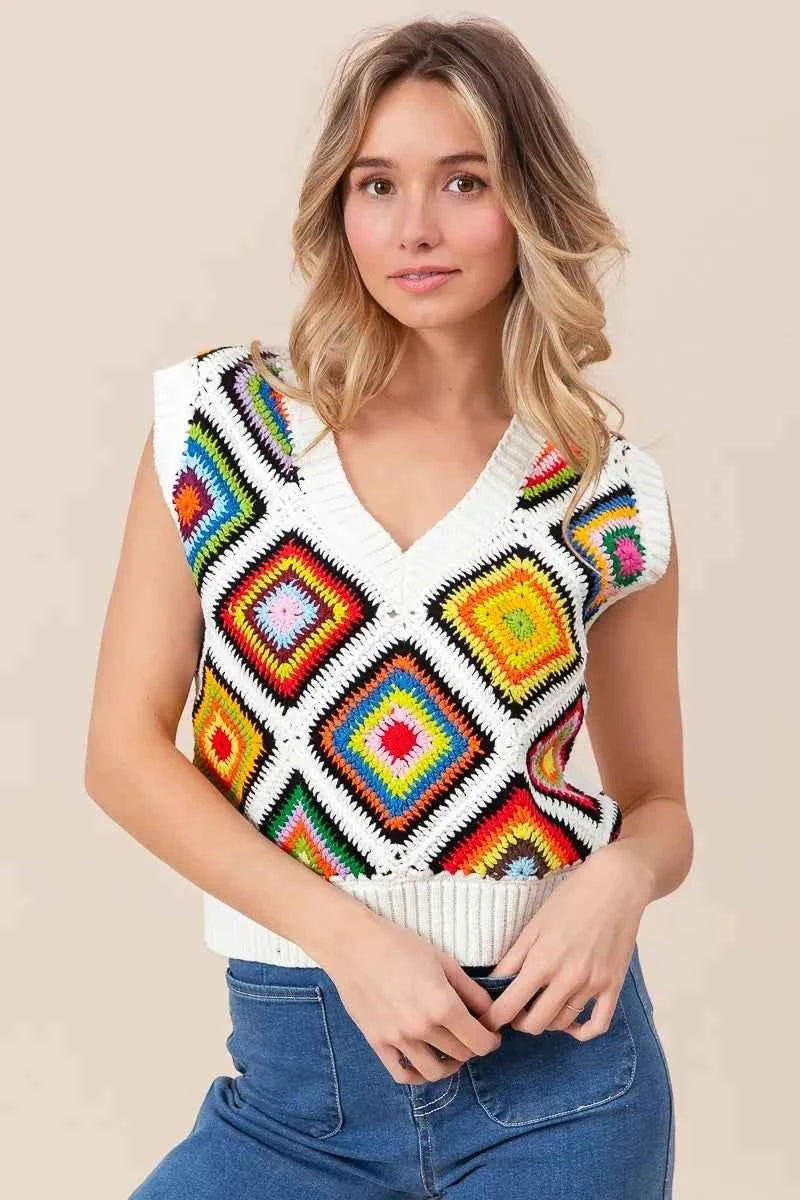 BiBi Diamond Granny Square Sweater Vest ea6a77c2e1c94416859558361ed8781e-Max-Origin