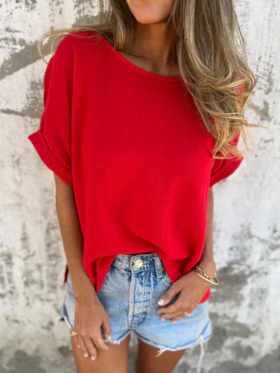 Full Size Round Neck Short Sleeve T-Shirt Plus Size Red eaa08c13-c273-4efe-969f-a9ed5f1edfe8-Max-Origin