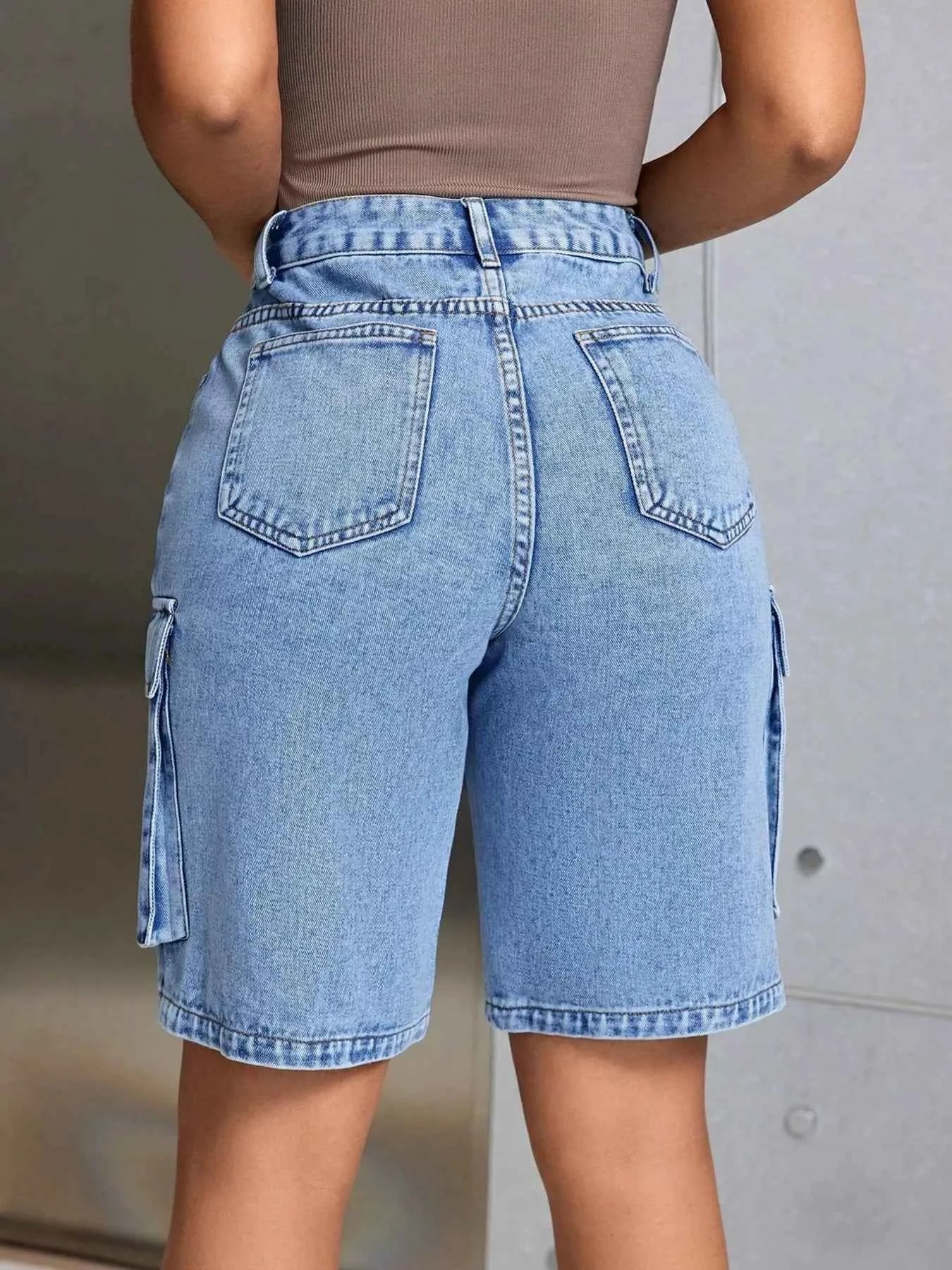 High-Waisted Cargo Denim Shorts eaa766be184e47b3a951134d8d8d0bdc-Max-Origin