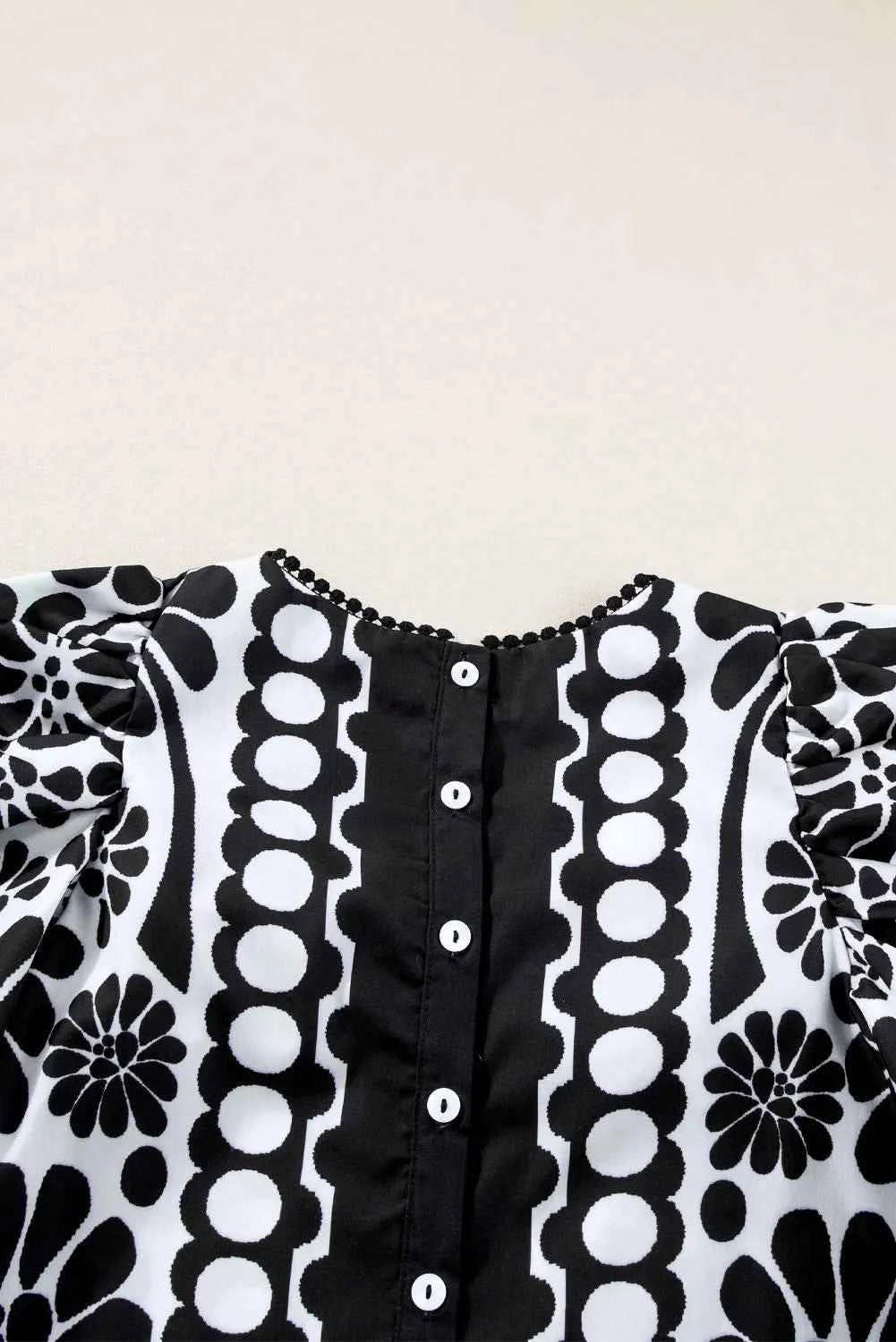 Printed Round Neck Half Sleeve Blouse eb1b45ef-5e28-438b-9372-ec5cb316bfc5-Max