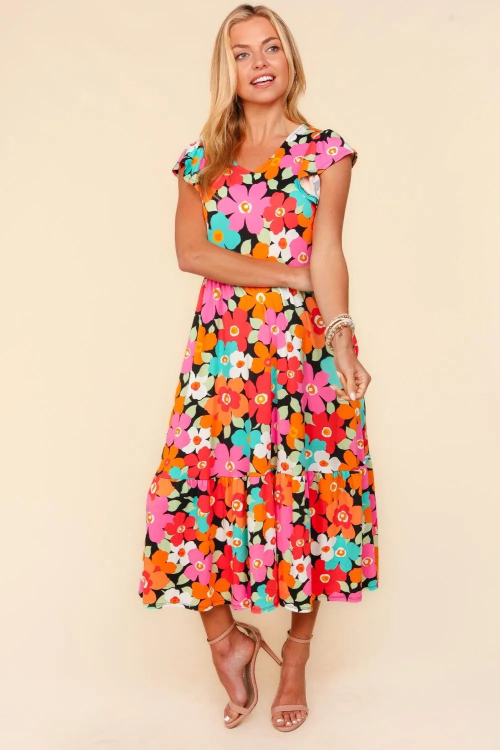 Haptics Floral Midi Dress with Side Pockets Coral Mint eb1e1768-7264-445b-8e07-a7f73cb96b78-Max