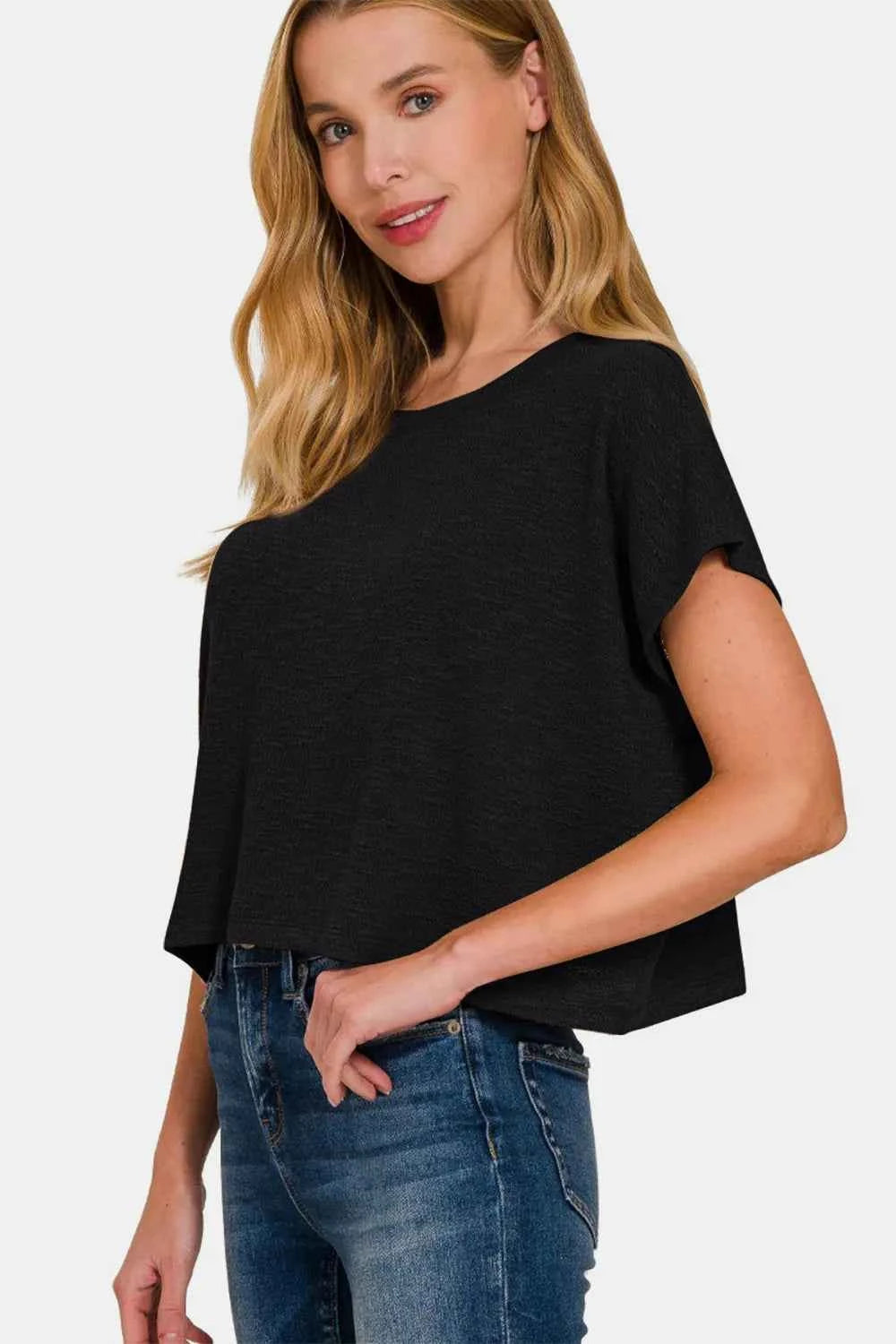 Zenana Round Neck Short Sleeve Crop T-Shirt eb4f95e7-3705-47f7-a73c-8df266dc87df-Max