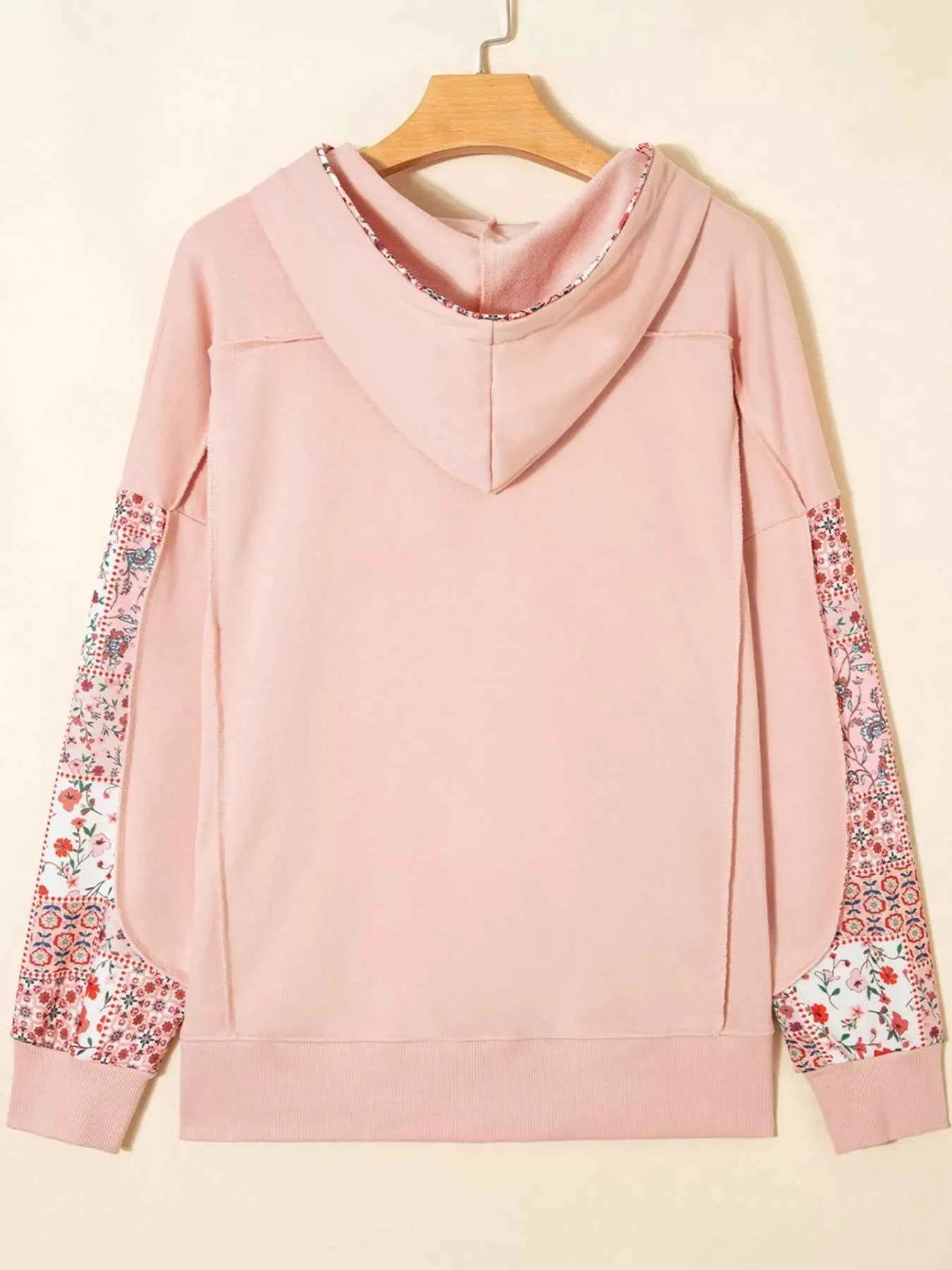 Floral Print Drawstring Long Sleeve Hoodie eb5d4099-4757-4912-bdbb-68962766bf8a-Max-Origin