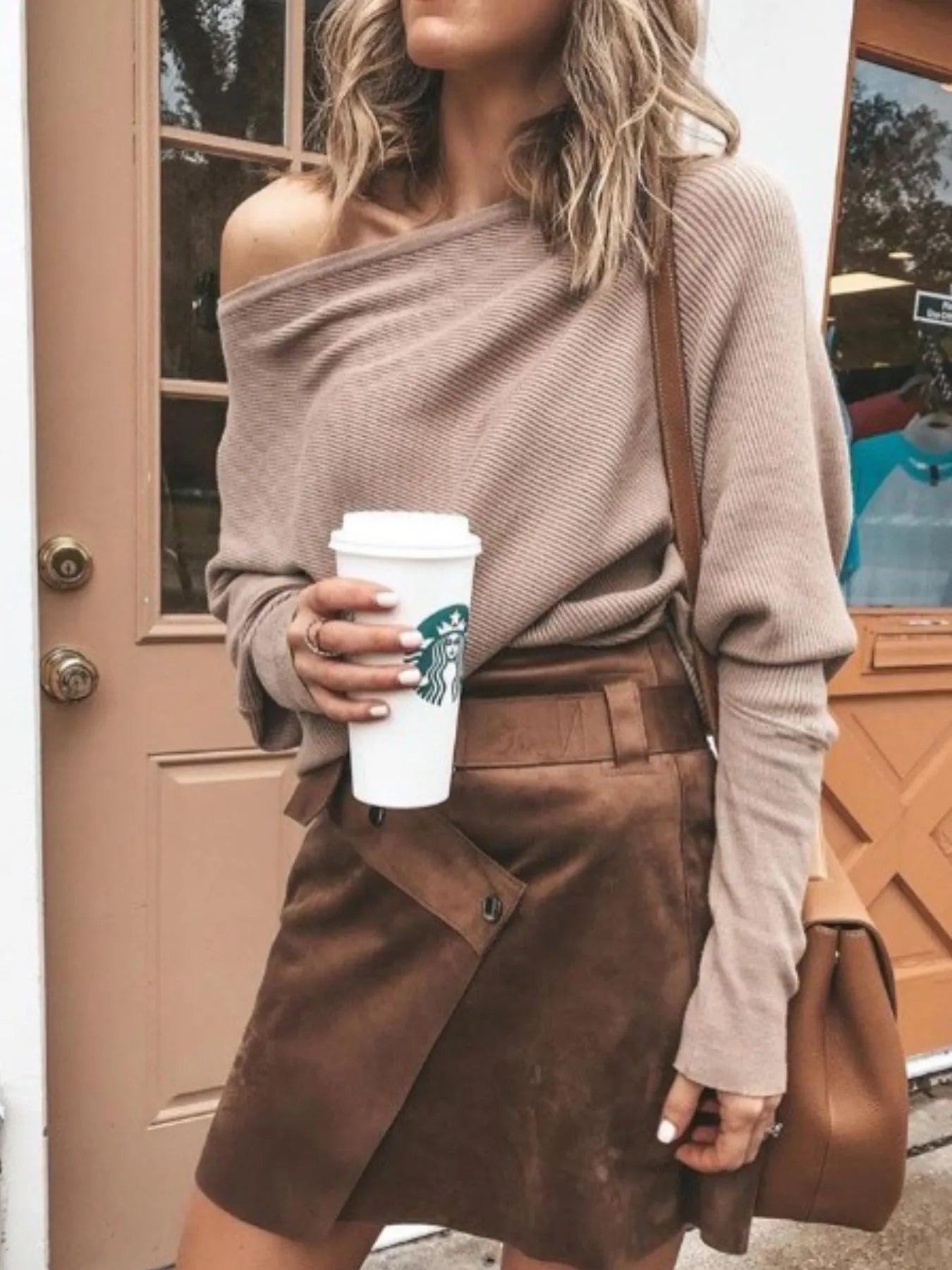 Full Size Single Shoulder Ribbed Knit Top Plus Size Khaki eb8a9987-61a4-46c0-bf04-18ded376a770-Max-Origin