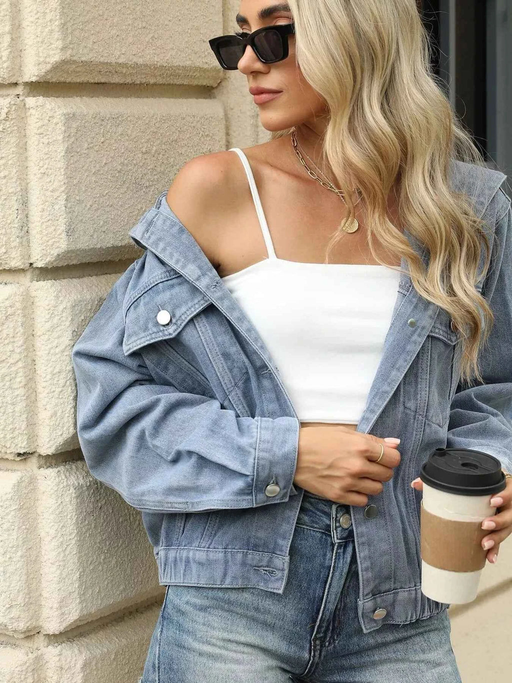 Washed Button Up Hooded Denim Jacket Blue ebb071b4763948d7bd0dd45b837220e6-Max-Origin