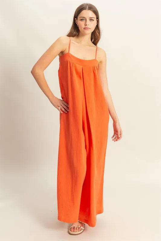 HYFVE Double Gauze Super Flowy Cami Jumpsuit RED ORANGE ebc15752fceb494f85e242fc7815ae1e-Max-Origin