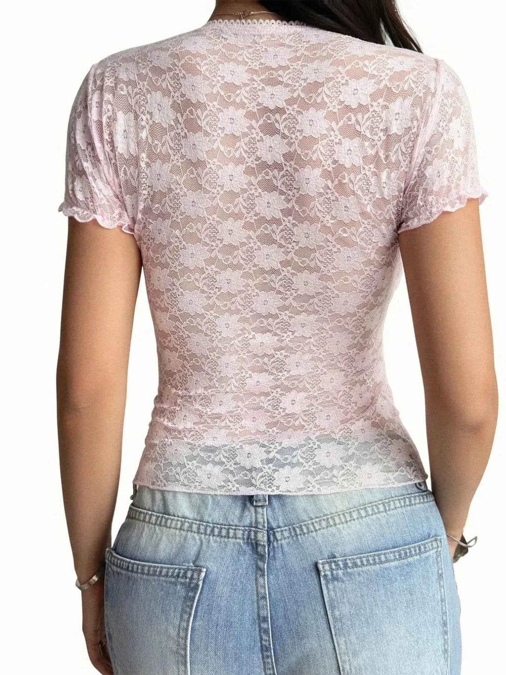 Lace Short Sleeve T-Shirt with Bow Detail ebd4444f-47ae-4e88-970b-b98cd943960c-Max-Origin