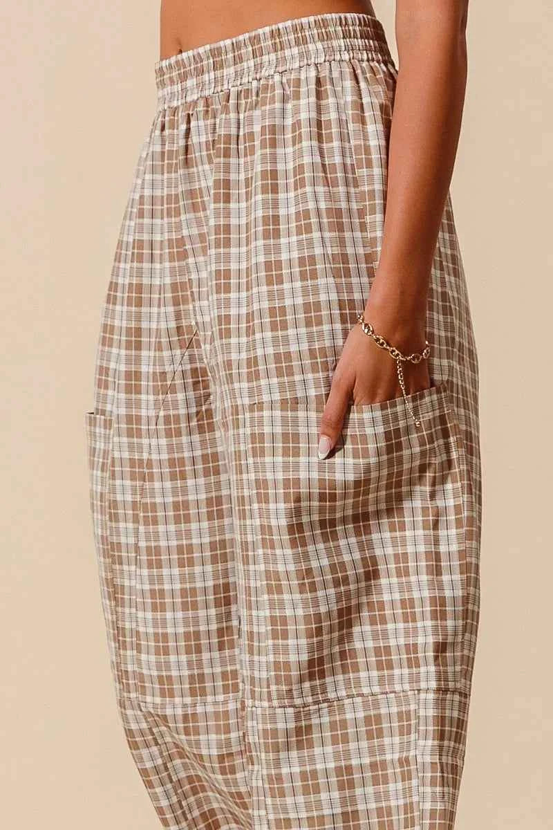 SO ME Check Plaid Wide Leg Pants with Big Patch Pockets ec195250f7414a449822b85afed9ff57-Max-Origin
