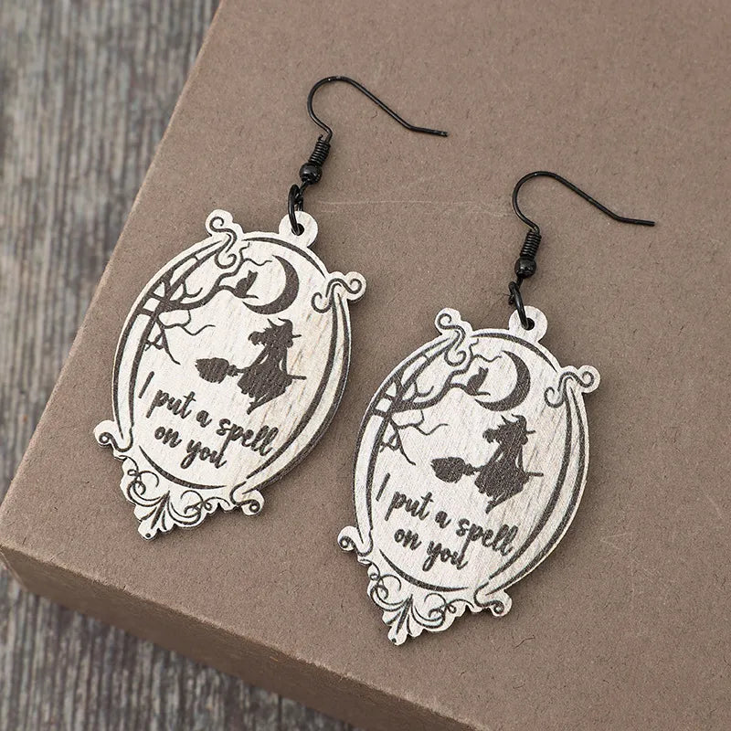 Witch Wooden Dangle Earrings ec2d4a43-e17f-4e2e-aaac-de0a9a244afd-Max