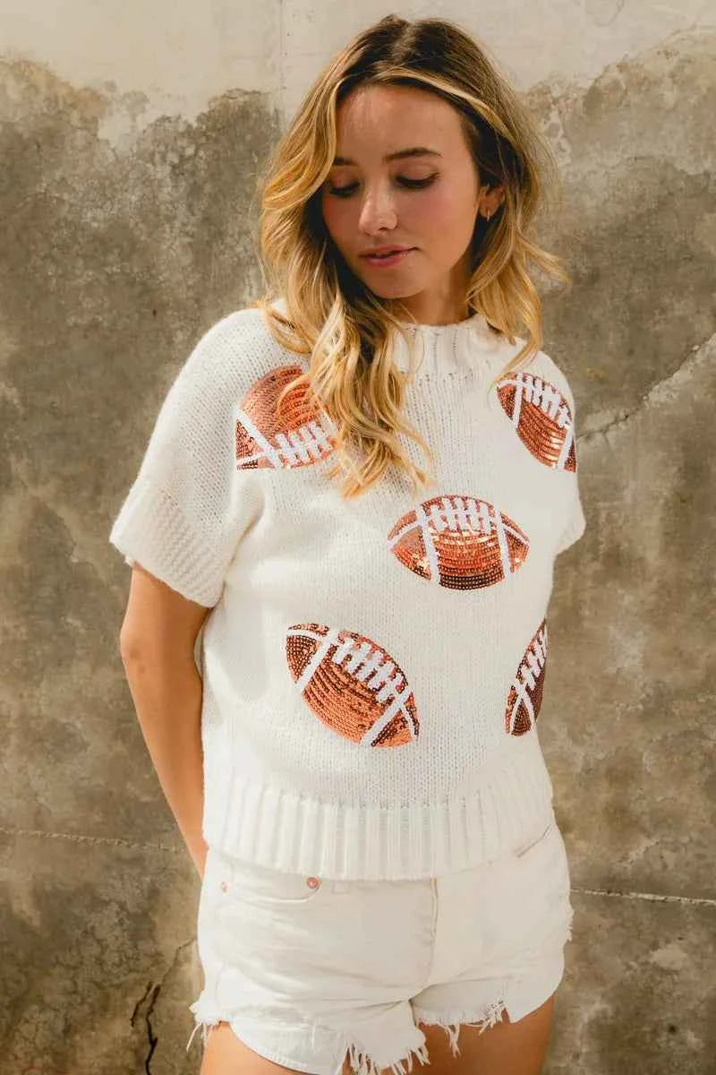 BiBi Gameday Sequin Football Patches Rib Banded Sweater ec7a71b803c34378a36840ccced721fc-Max-Origin