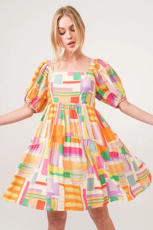 And The Why Square Neck Puff Sleeve Geo Printed Mini Dress ecab4ff810444f7fa5abf7cd0c4d523d-Max-Origin