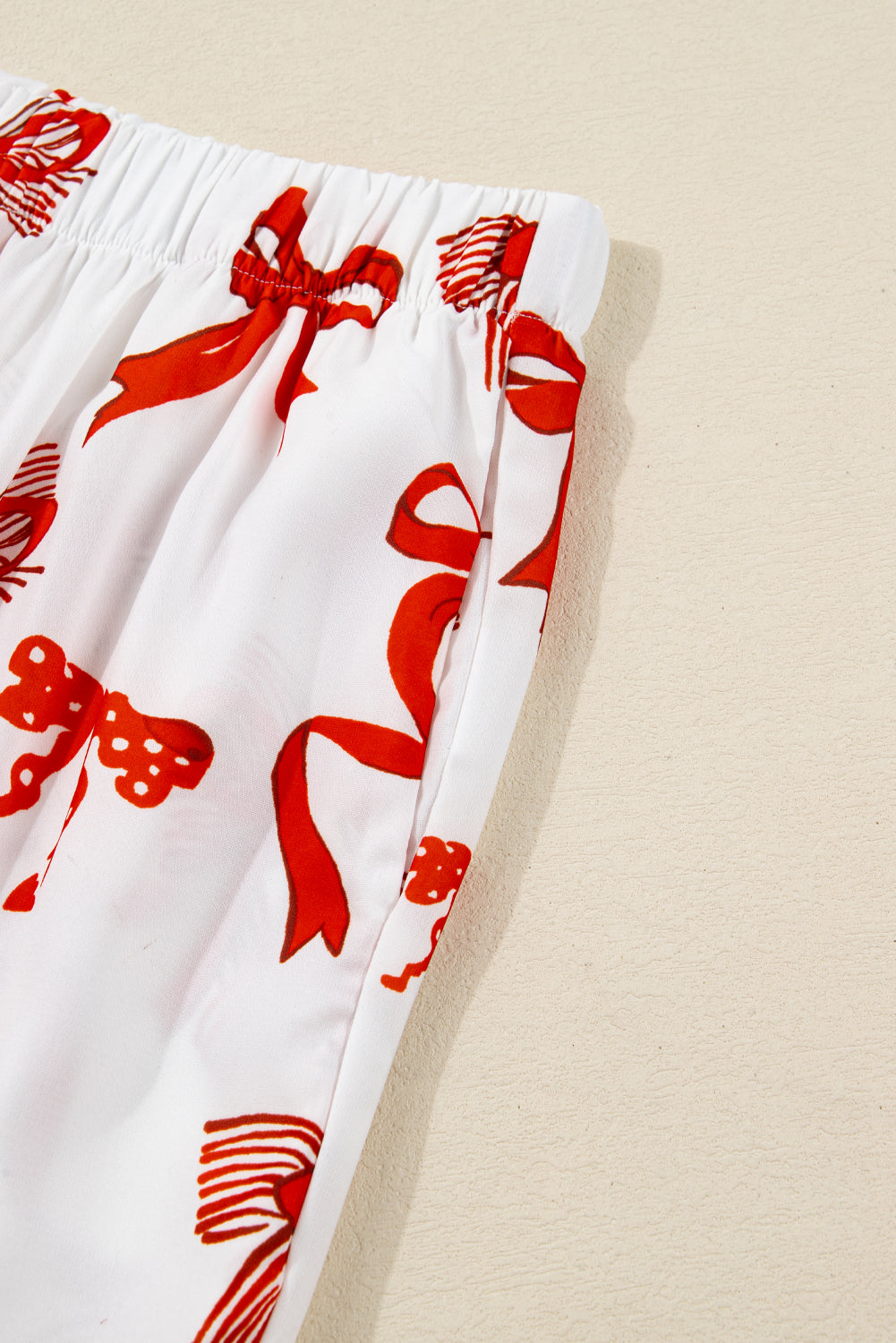 Red Christmas Bow Print Long Sleeve 2pcs Pajama Set ecb070ada23cb081