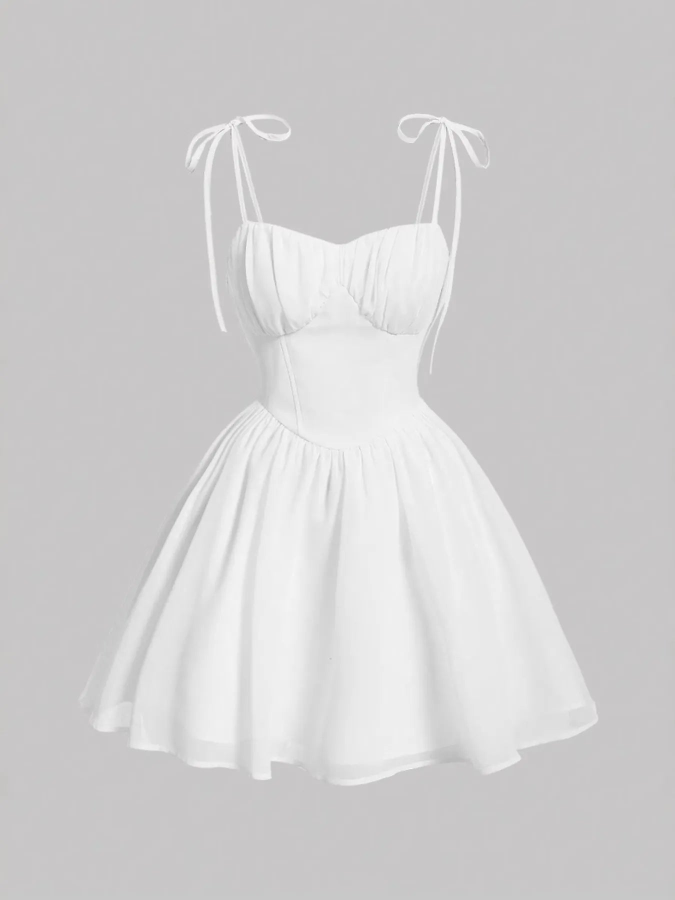 Tie-Shoulder Sweetheart Neck Mini Dress White ecb0f4e2172b4d69bc51c40535999bb4-Max-Origin