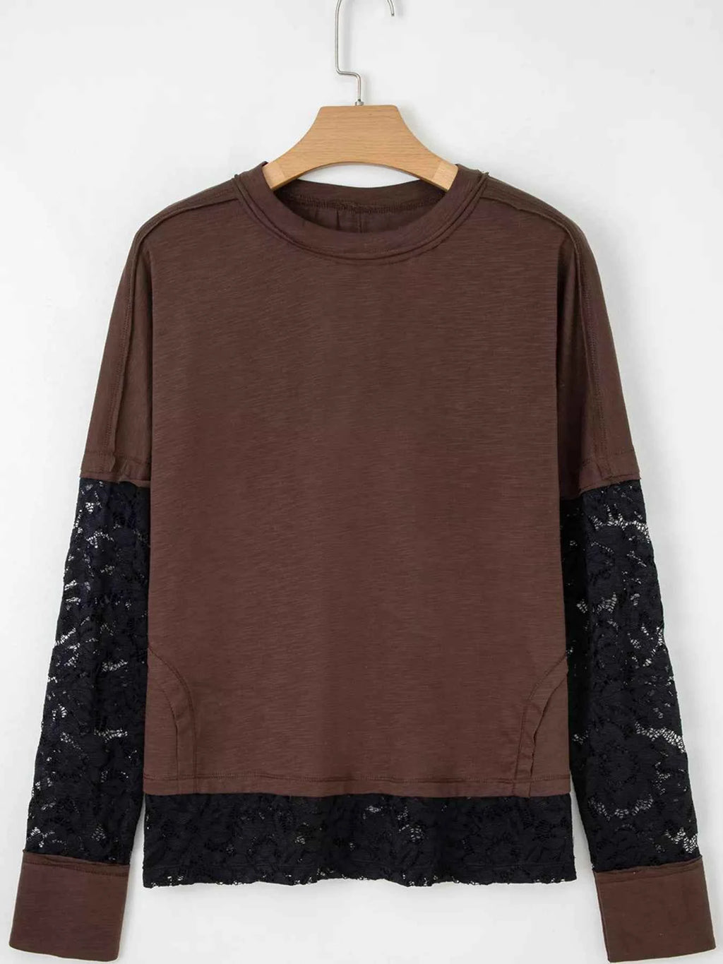 Sheer Lace Patchwork Casual Long Sleeve Top ece10e238609481584b004ab534544b3-Max-Origin