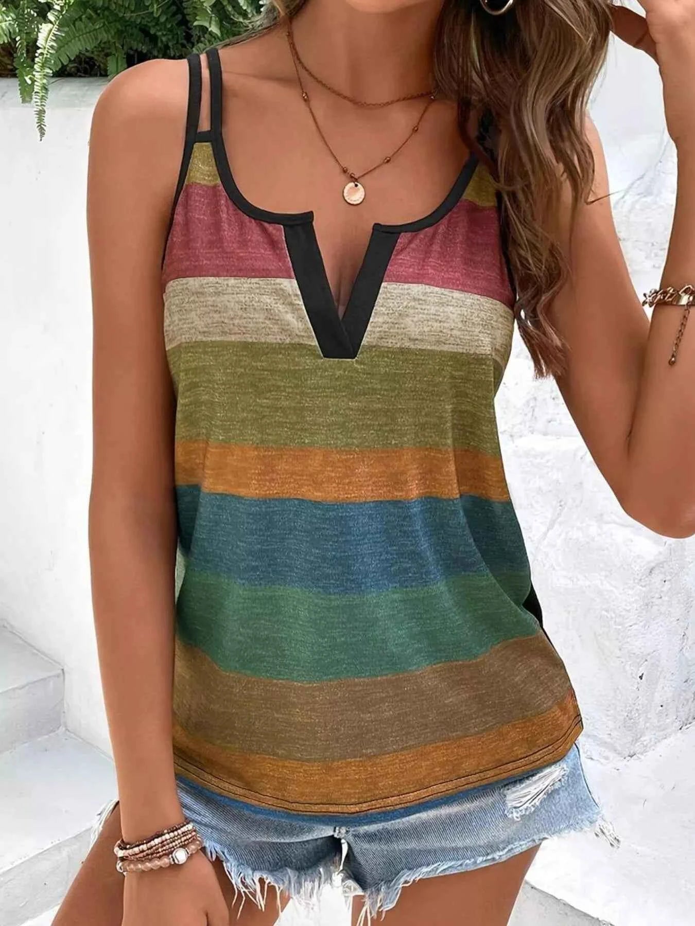 Color Block Double Spaghetti Strap Cami Black ecfb23dd1e6540ad8d542772e73f3ac3-Max-Origin