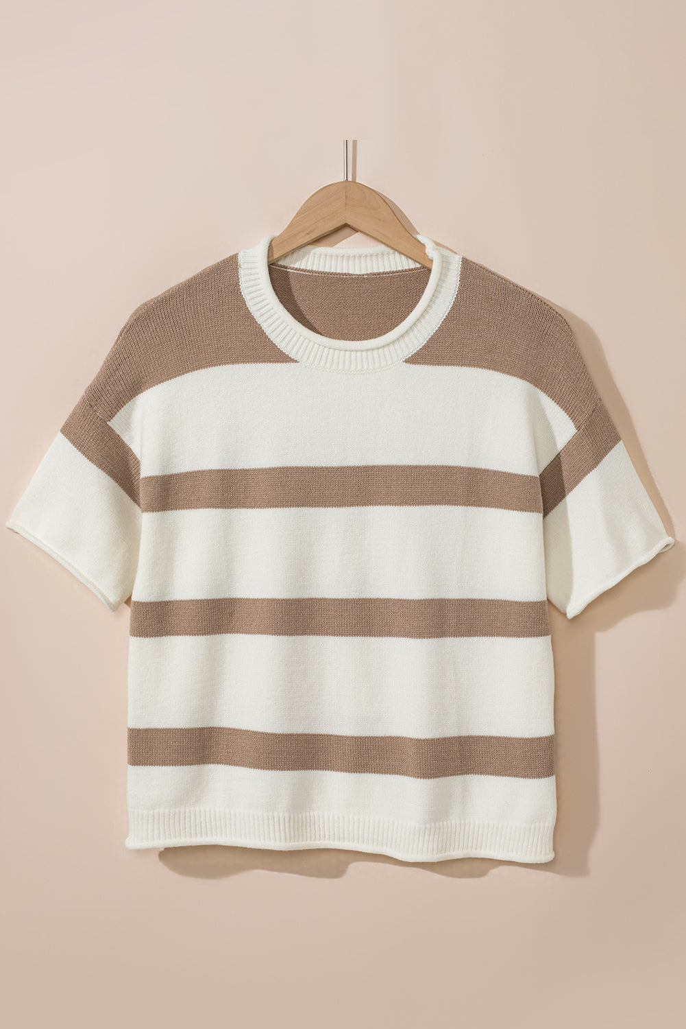 Khaki Striped Drop Shoulder Knitted Top ed125736d0ae5097