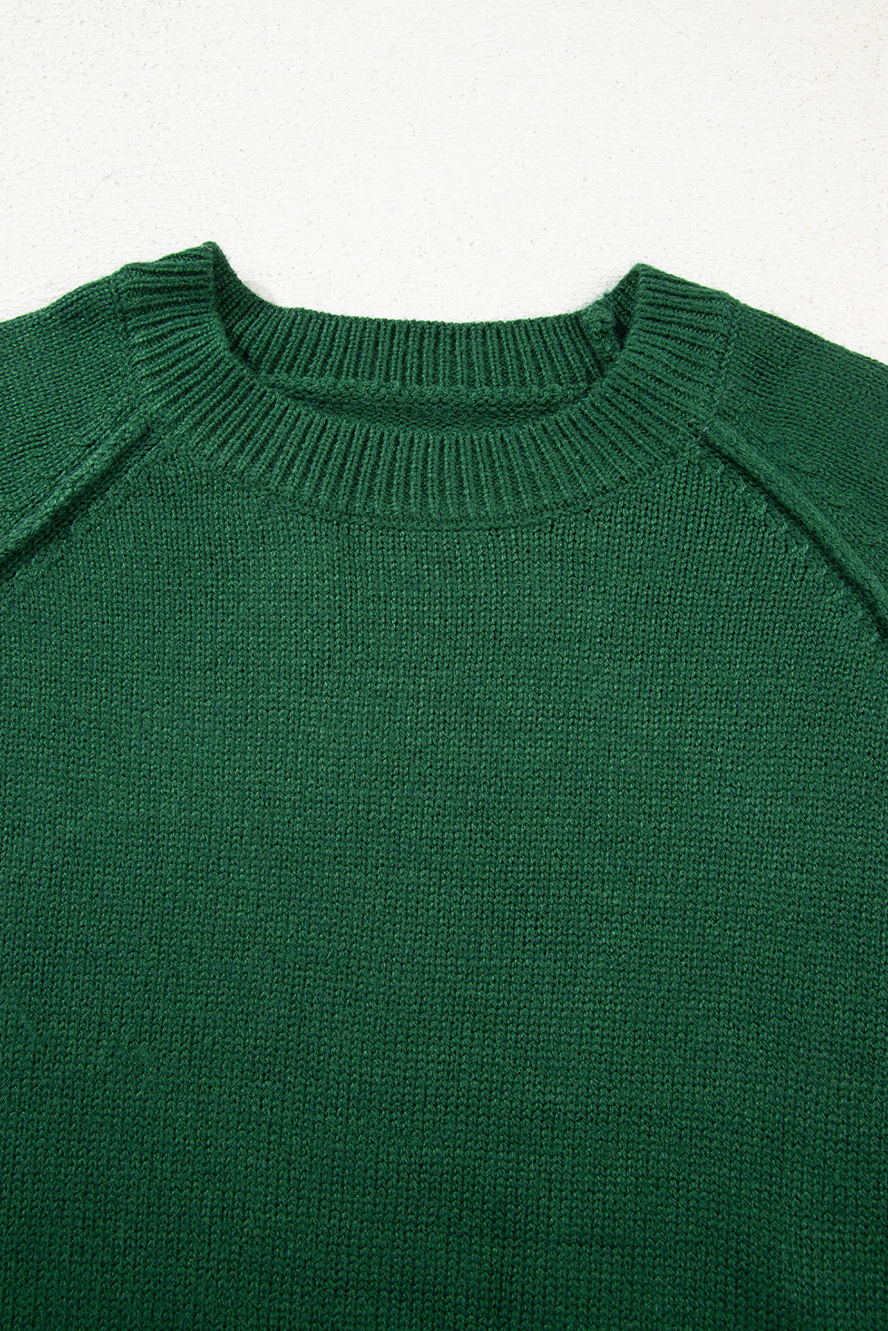 Evergreen Plain Raglan Sleeve Crew Neck Sweater ed1b0adfad594694
