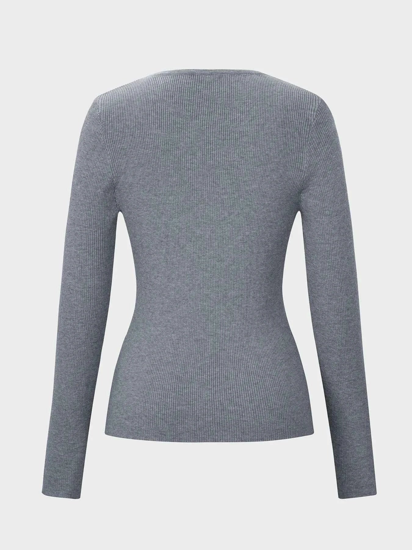 Button Detail Long Sleeve Cable Knit Top ed6479646f714a689d5e33b70e868262-Max-Origin