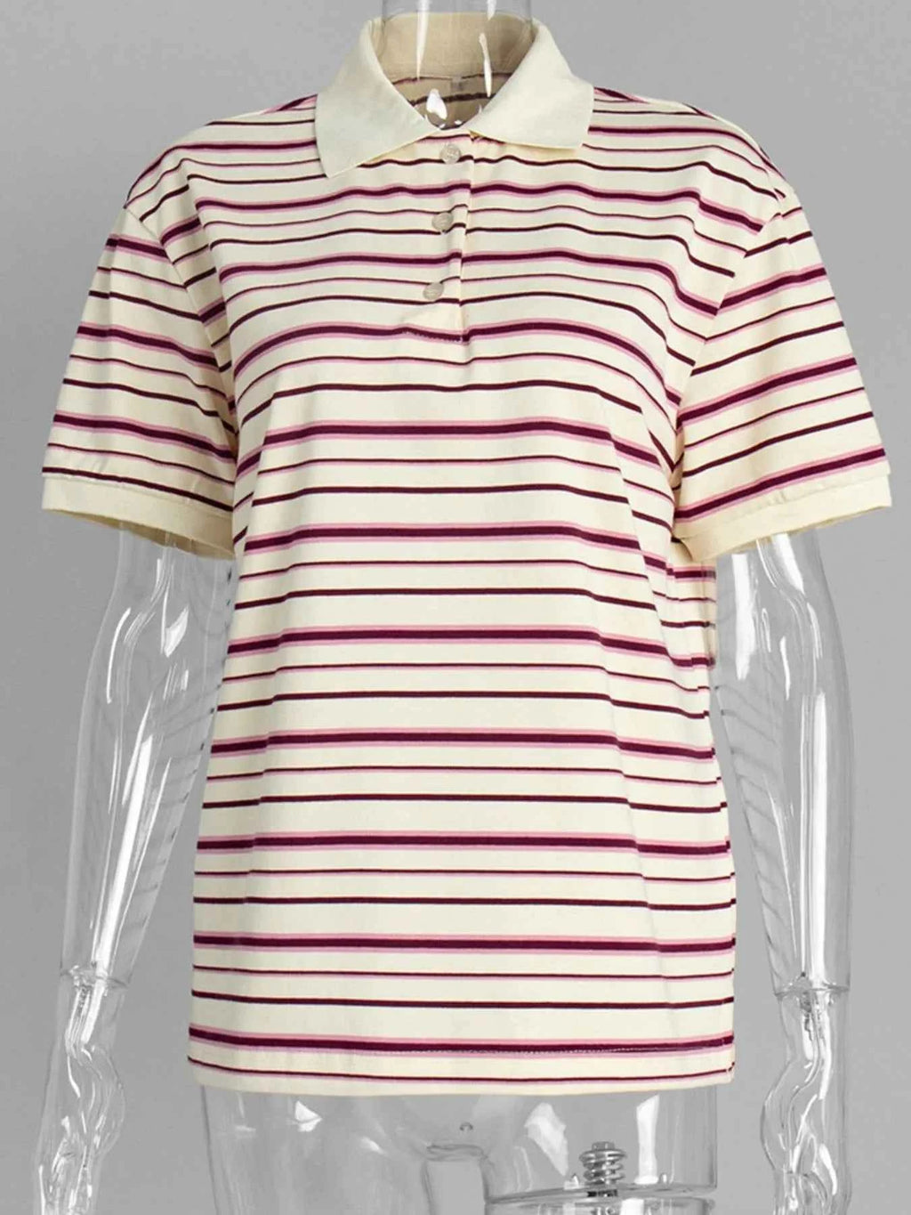 Striped Polo T-Shirt with Contrast Collar ed6d17c1-5f97-4c9a-bc06-8fbefb052a62-Max-Origin