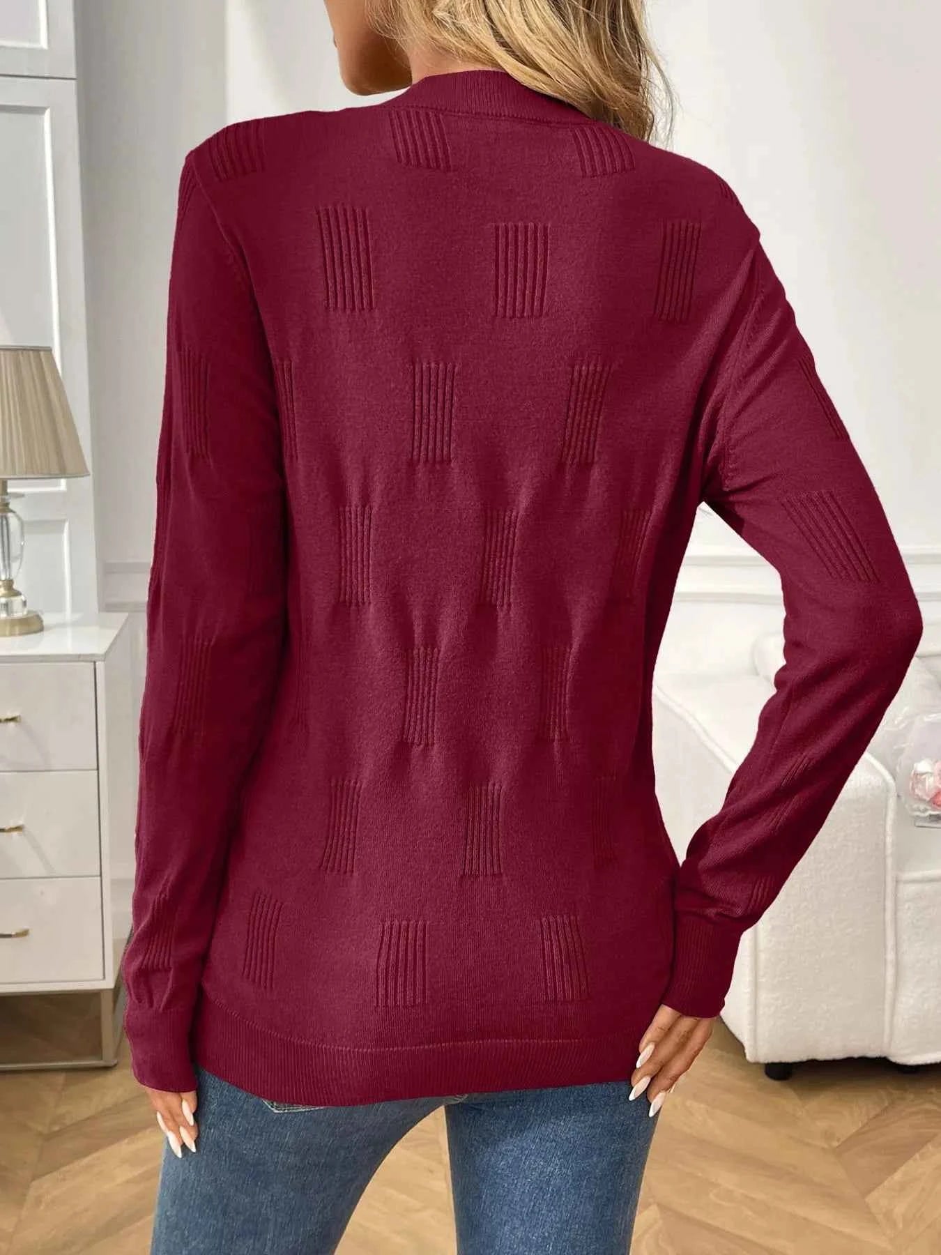 Round Neck Long Sleeve Knit Top ed76a751-d23a-4694-b3bb-e80675467af3-Max-Origin