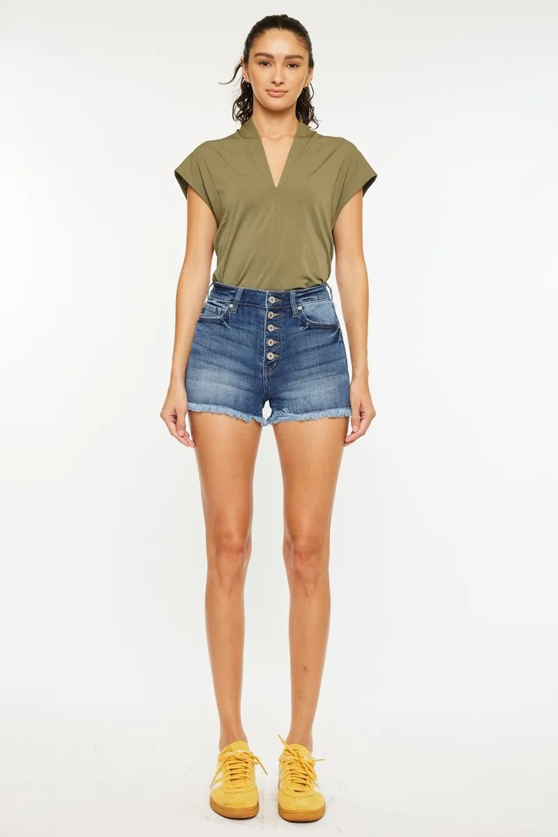 Kancan High Rise Frayed Hem Denim Shorts ed8ebaaf19b54733bd586ef5e71748c3-Max-Origin