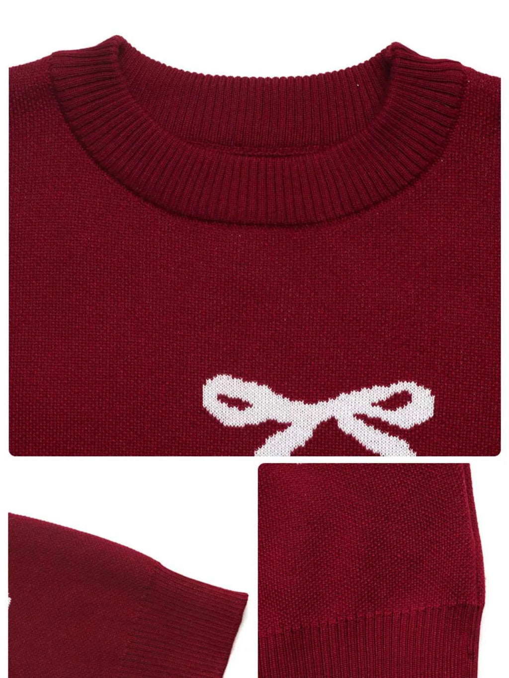 Bow Round Neck Long Sleeve Sweater edcf8a5117c24d70b68f8465e52a99a3-Max-Origin