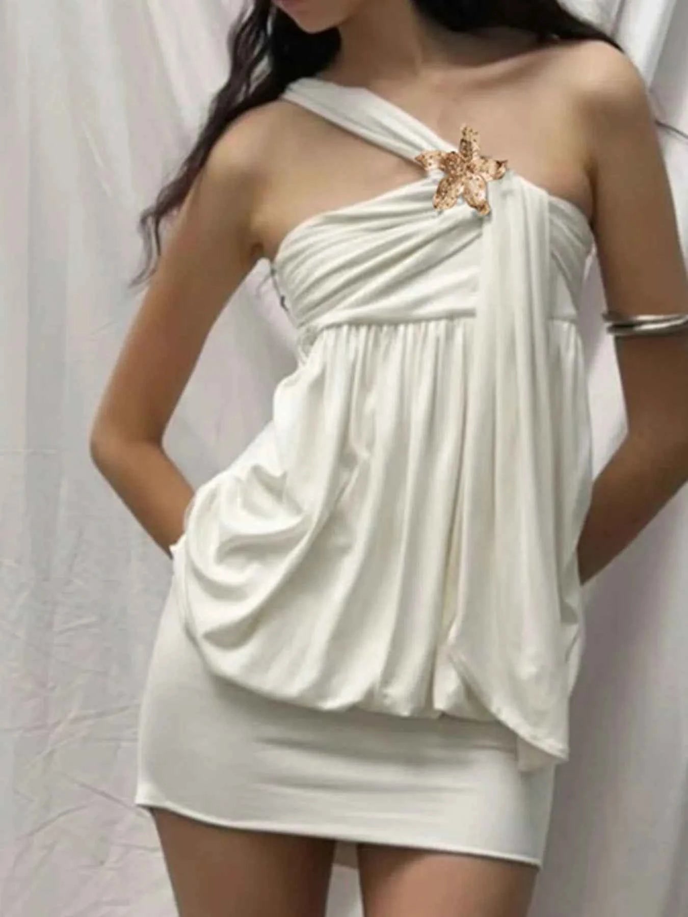 Ruched One-Shoulder Mini Dress edf5e899-399e-4ed3-a37a-c03262a5c701-Max-Origin