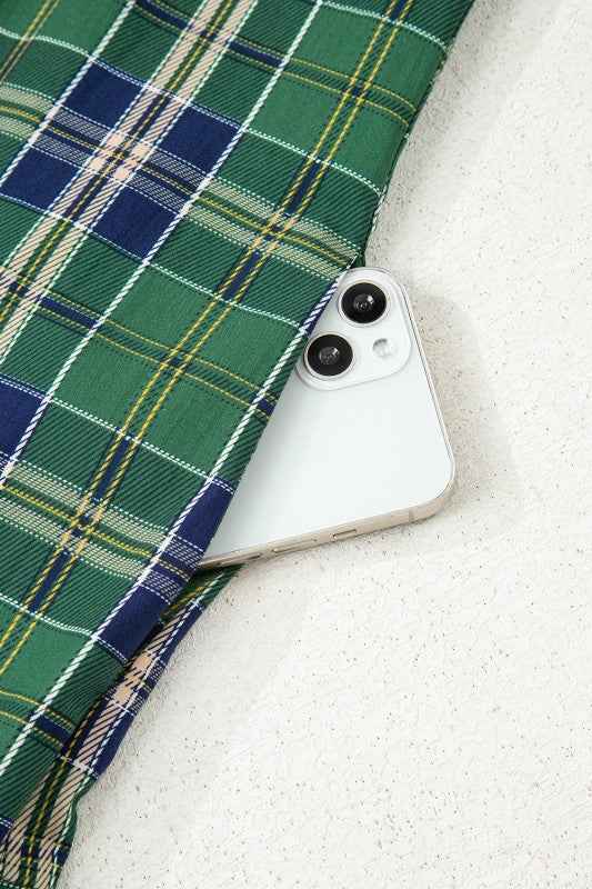 Plaid Frilled Collar Long Sleeve Mini Dress ee2531ef-1ac9-498c-a7a9-134c8b2bd4cd