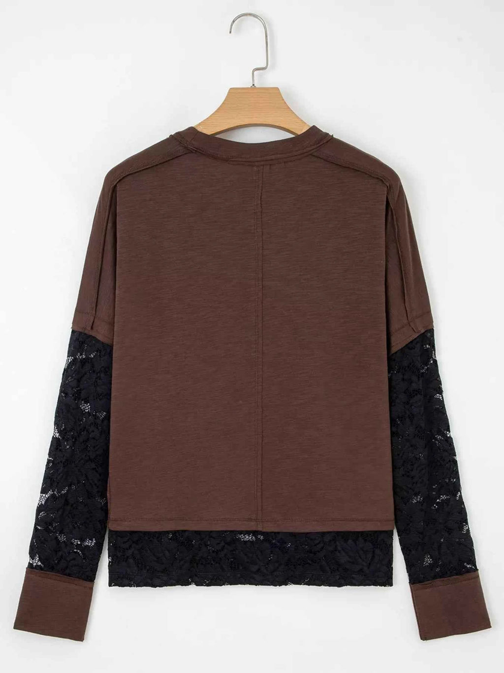 Sheer Lace Patchwork Casual Long Sleeve Top ee4018b5331c423f8704626ea2d497b8-Max-Origin