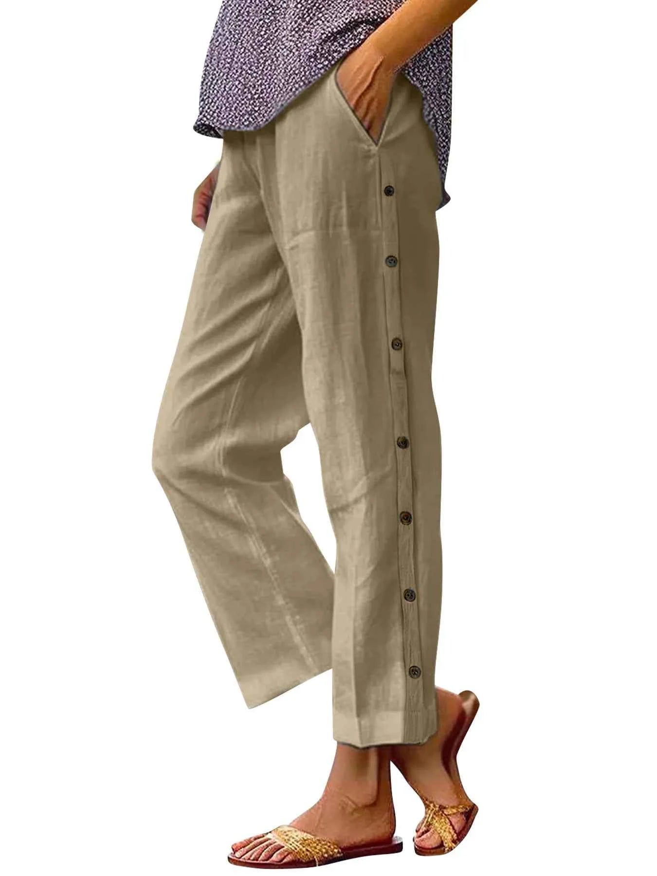 Full Size Side Decor Button Casual Wide Leg Pants Plus Size ee58e29f7abb436db5449fc48fd84a4d-Max-Origin