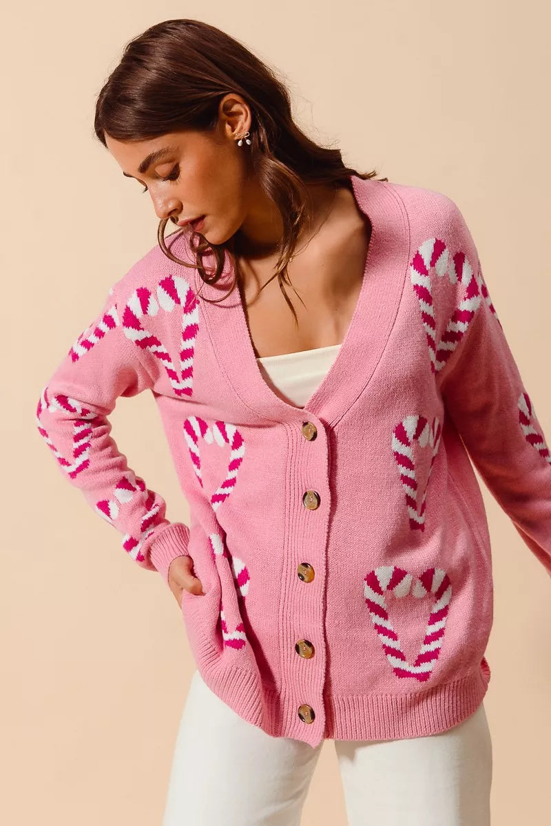 SO ME Christmas Candy Cane Button Front Sweater Cardigan ee899018350a497ab645fd689f5c5b68-Max-Origin