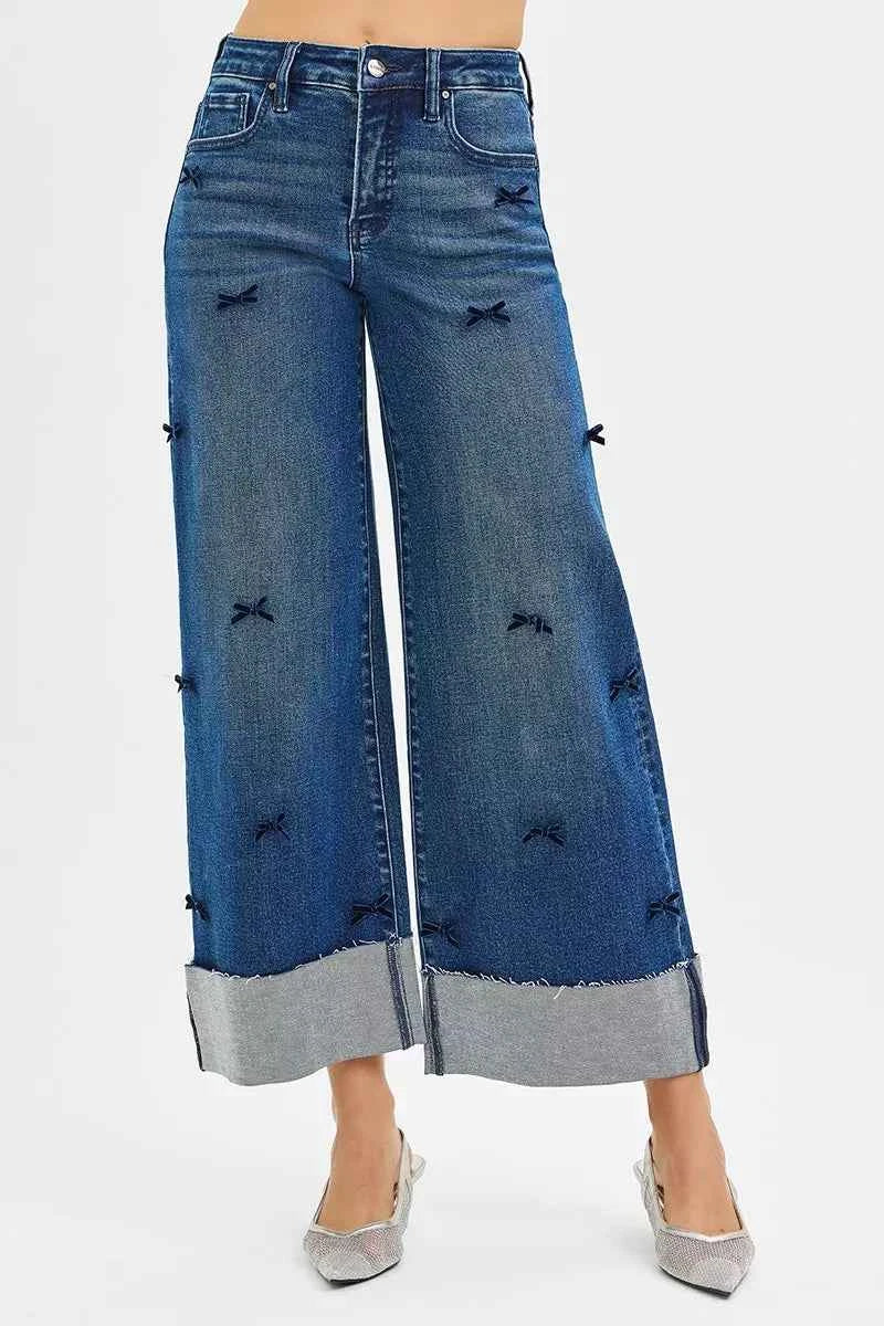 RISEN High Rise Crop Wide Leg Ribbon Detail Jeans ee9341b4a982493ca1eb96720fca3c03-Max-Origin