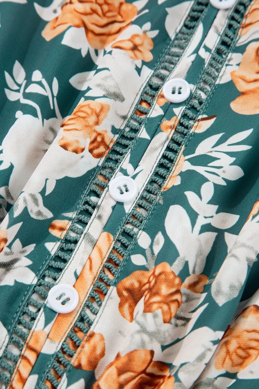 Floral Print Trimmed V Neck Tie Waist Sleeveless Dress eea1aba9-507b-4996-a1de-784487a391cd-Max-Origin