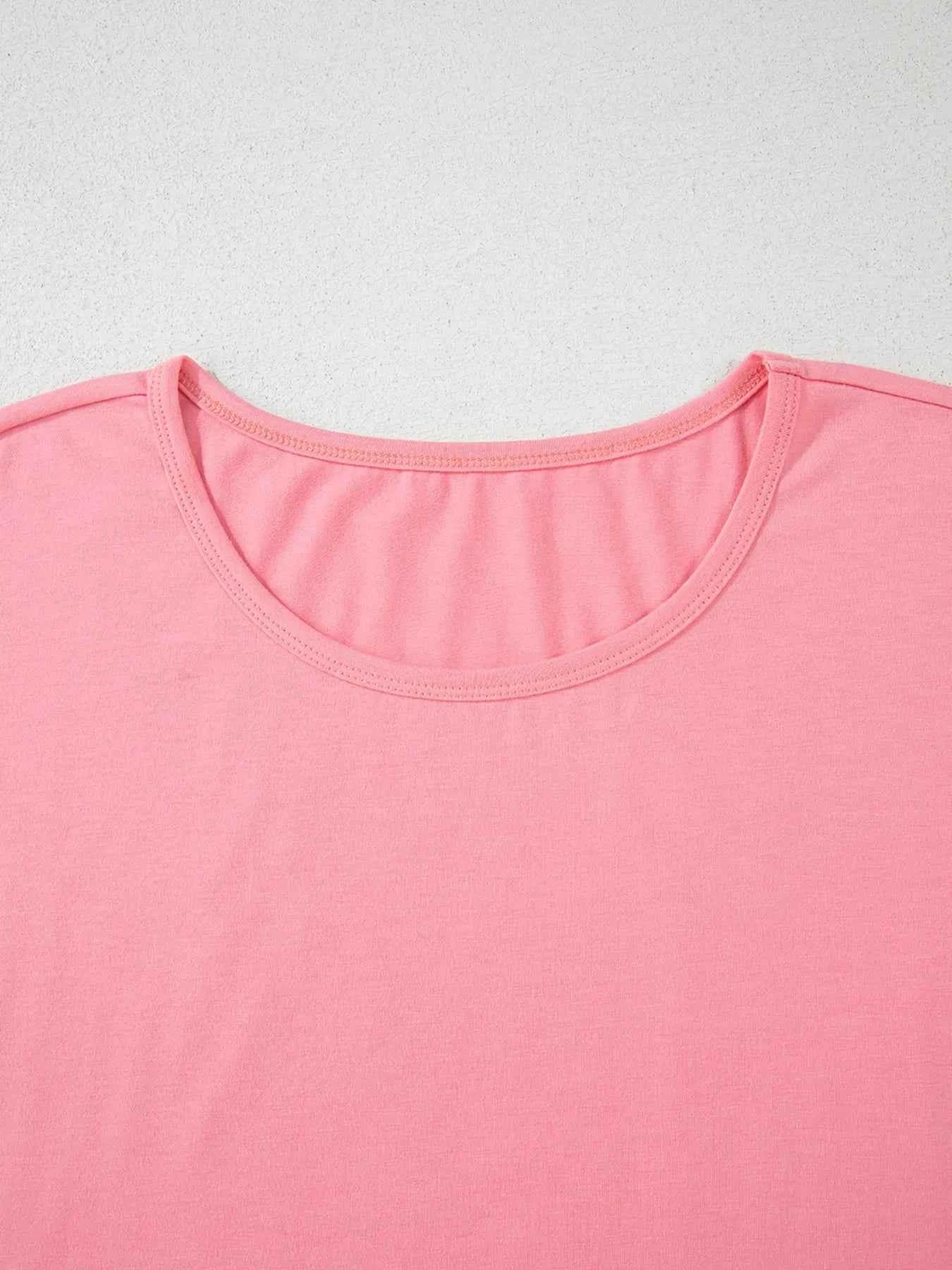 Ruffle Hem Round Neck Relaxed T-Shirt eeab77e1ee7940b1be5f431305ef40b4-Max-Origin