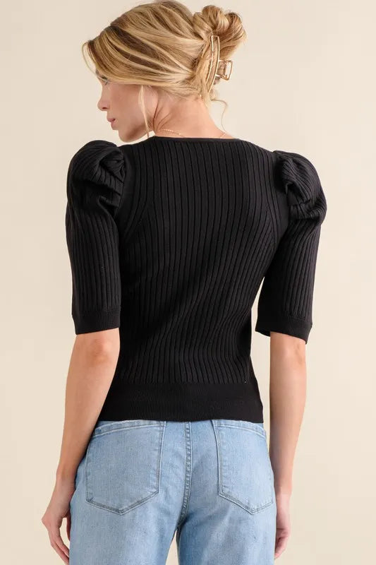 And The Why Puffed Half Sleeve Rib Basic Top eebc4d88a26e43109f9315ca232a2d27-Max-Origin