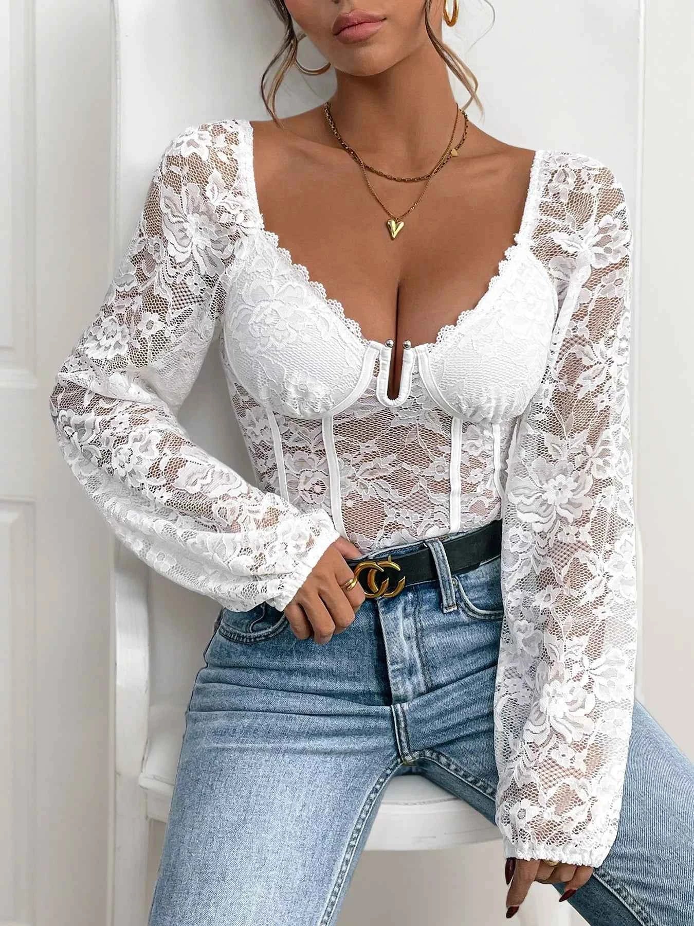 Lace V-Neck Long Sleeve Bodysuit eedfaa8a-d1a3-4ffc-9a0d-bee5c5030526-Max-Origin