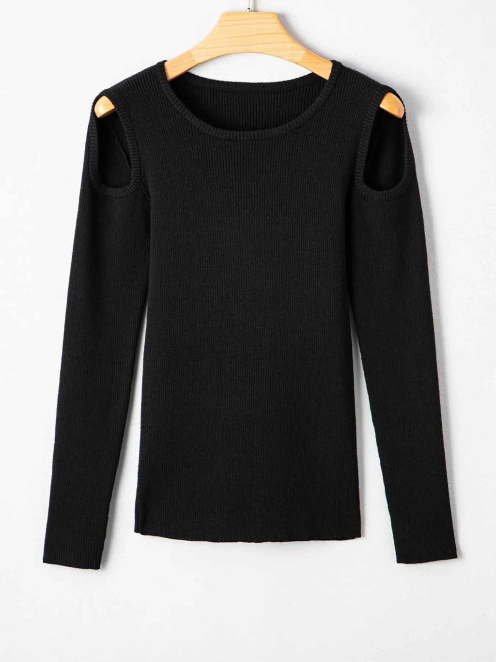 Ribbed Knit Cold Shoulder Sweater ef0851a8c03848ea9bd5c723f2c12759-Max-Origin