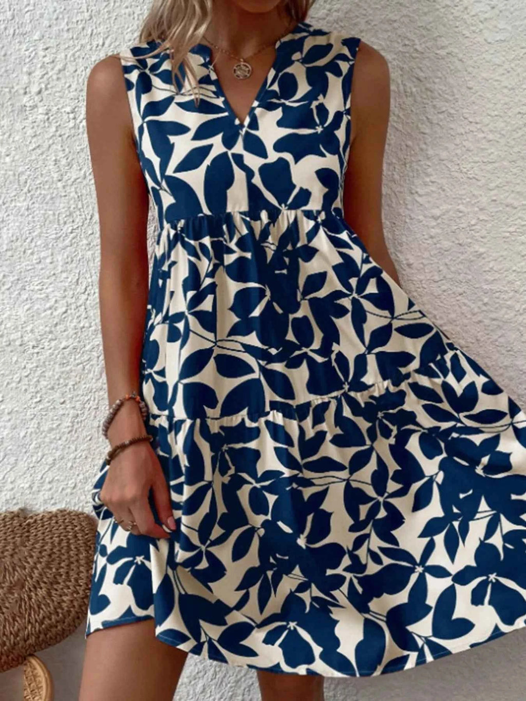 Printed V-Neck Sleeveless Mini Dress ef43daf42f894ed59553f30bf84c278c-Max-Origin