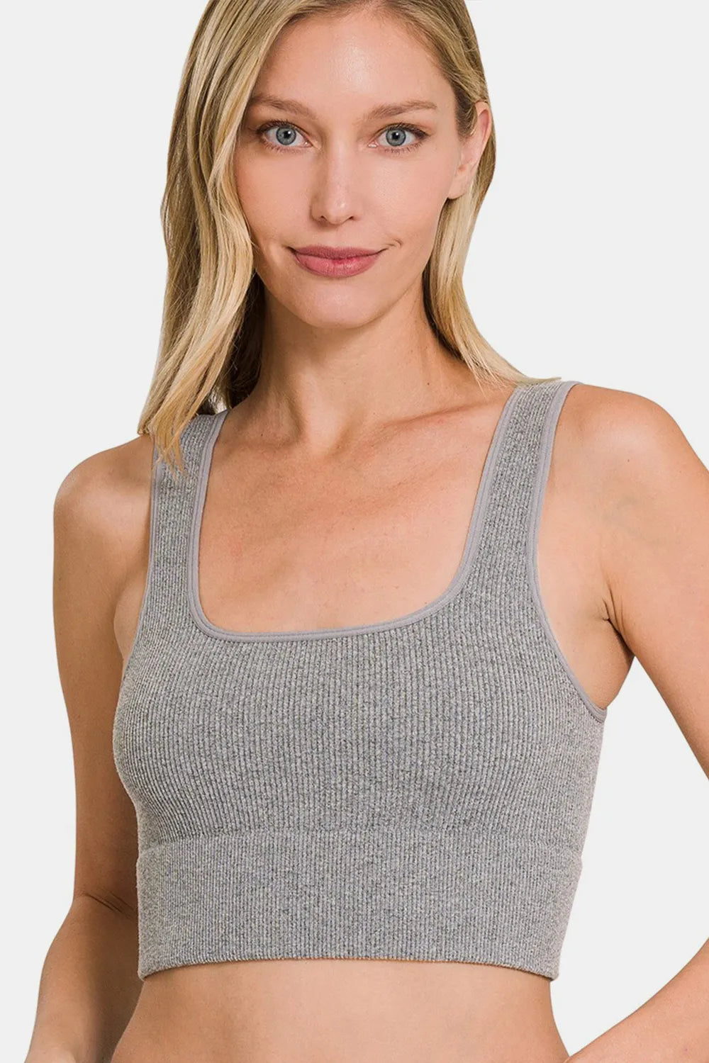 Zenana Ribbed Square Neck Cropped Tank HGREY ef6a36be-5297-44b9-a030-cb16a9fb0bb4-Max