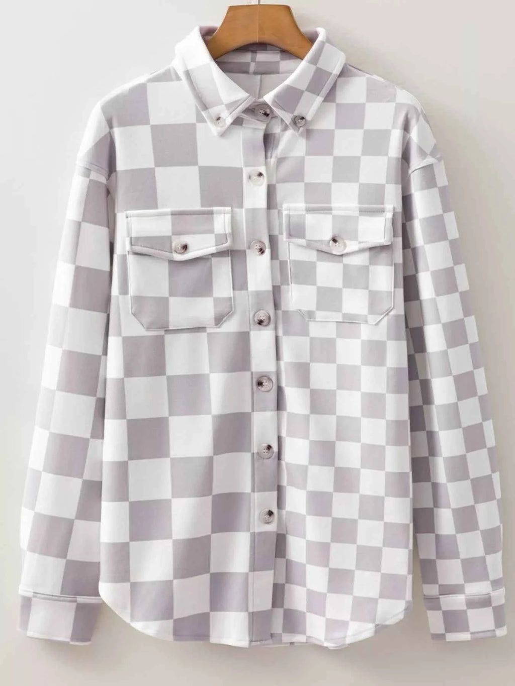 Checkerboard Flap Pocket Button Front Shacket ef6cb31c-b37c-4e2f-a4fb-280d76f53012-Max-Origin