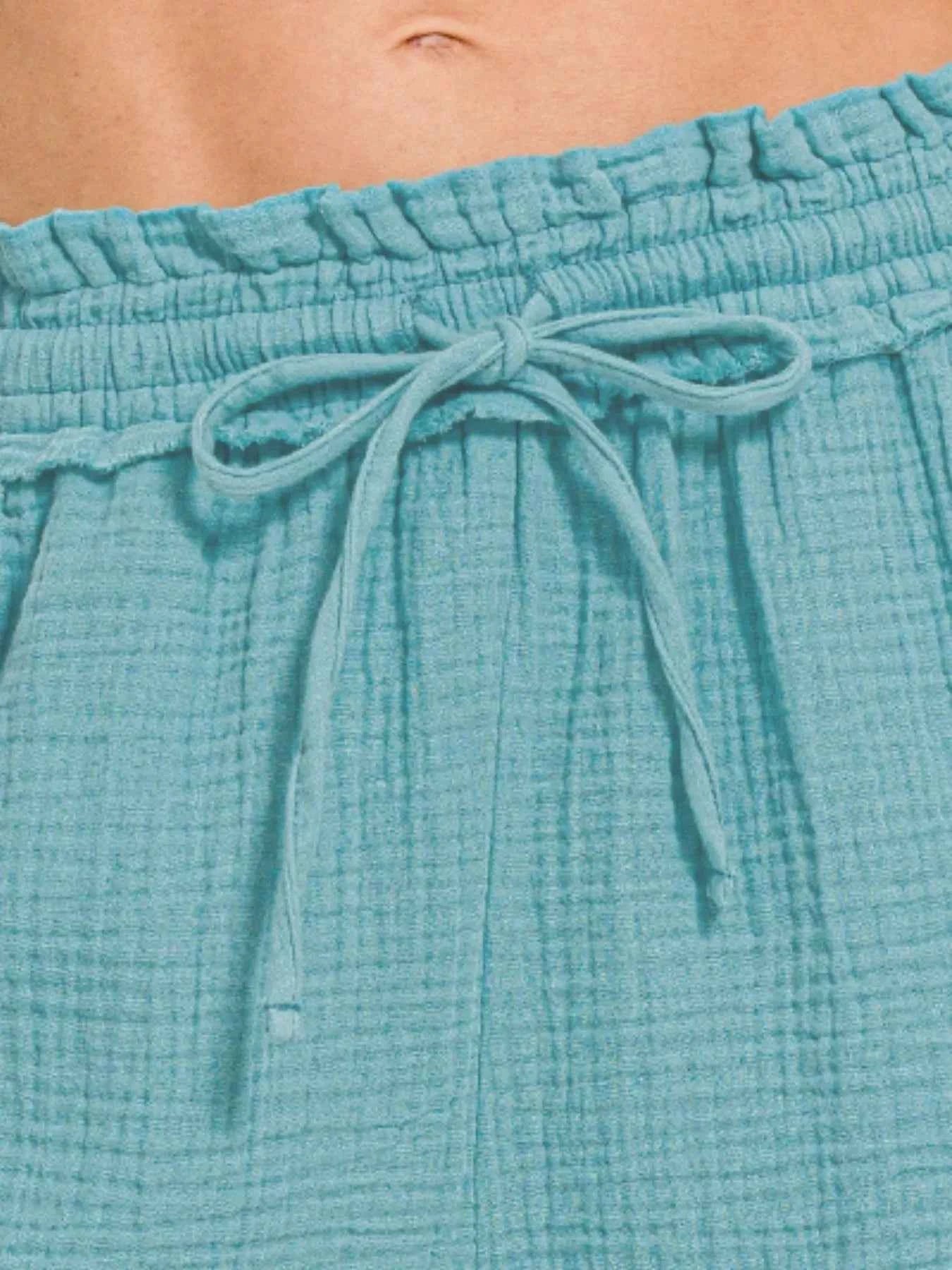 Zenana Double Gauze Drawstring Shorts ef72d9ff-fd3e-4c96-862f-7384862c5a7f-Max-Origin