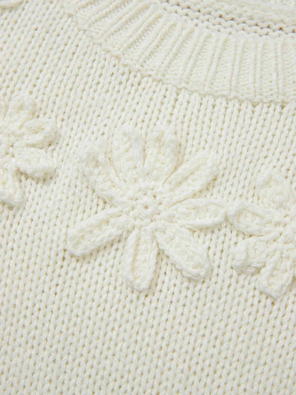 Flower Detail Round Neck Contrast Textured Puff Sleeve Sweater ef81918d8308406b932e3549efb1c7c6-Max-Origin